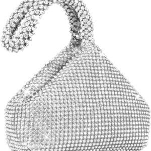 Women's Evening Bag- Upgraded Larger Size Full Rhinestones Bling Wrist Clutch Pu